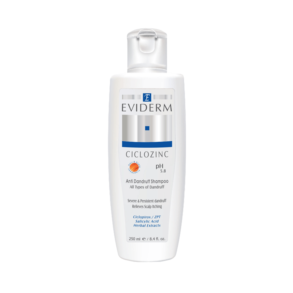 Eviderm Shampoo Anti-Dandruff Ciclozinc    250ml-اويدرم شامپو ضد شوره قوي سيکلوزينک