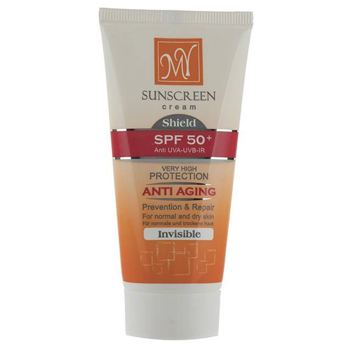 My Cream Sunscreen Shield ANTI AGING      SPF50+-ماي کرم ضدآفتاب ضدچروک فاقد چربي کم رنگ   SPF50+