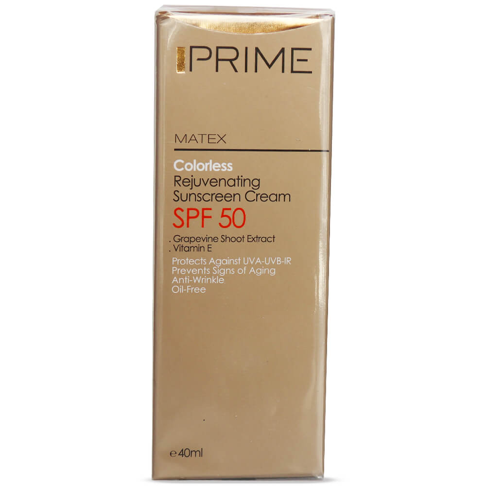 Prime Matex colorless                      SPF50-پريم کرم ضد افتاب جوان کننده بي رنگ        SPF50