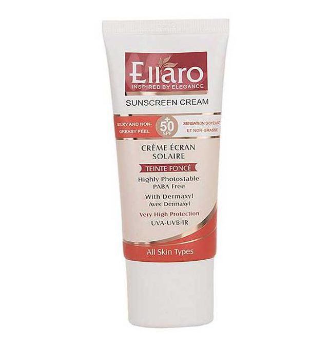 Ellaro Sunscreen Cream All Skin Teinte    SPF50+-الارو کرم ضدآفتاب انواع پوست بژطبيعي       SPF50+