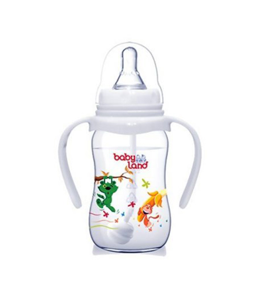 Baby Land Baby Bottle Automatic  150ml   Code360-بي بي لند شيرخوري ضدنفخ کلاسيک ض سرگرددستهدارکد360