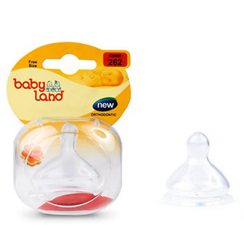 Baby Land Silicone Nipple orthodontic    code262-بي بي لند سرشيشه ارتودنسي دهانه عريض       کد262