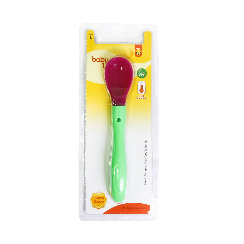 Baby Land Thermal Spoon Size L Code 430-بي بي لند قاشق غذاخوري سيليکوني حرارتي کد 430