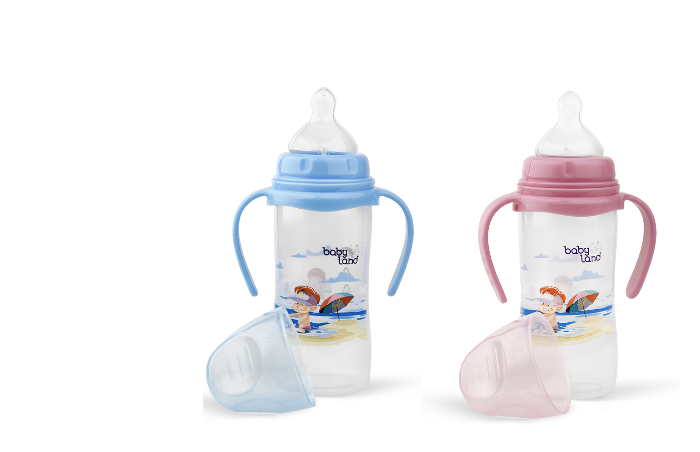 Baby Land baby Bottle              Code407 300ml-بي بي لند شيرخوري دهانه عريض ارتودنسي      کد407